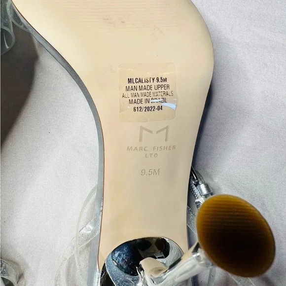 Marc Fisher Calisty Silver Glitter Strappy Stiletto Heels Women Size 9.5 - Picture 11 of 13
